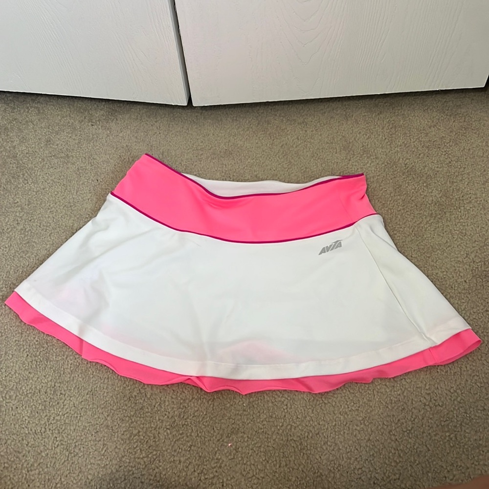 Avia Size S small short tennis golf skirt pink and white